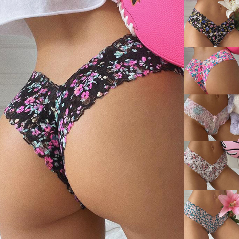 6 Pack Lot Sexy Womens Floral Lace Panties Thong G string Brief French Underwear