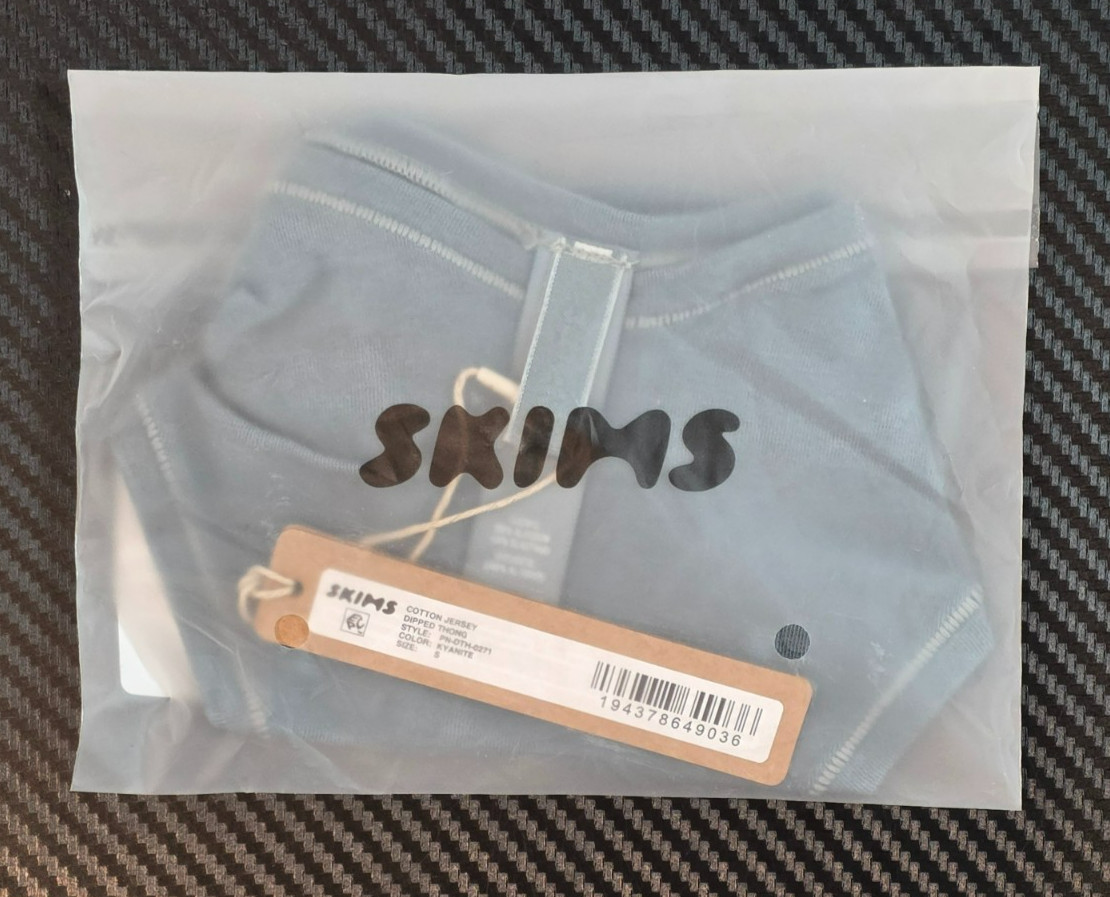 Size Small Skims Women’s Cotton Jersey Dipped Thong in Kyanite Color