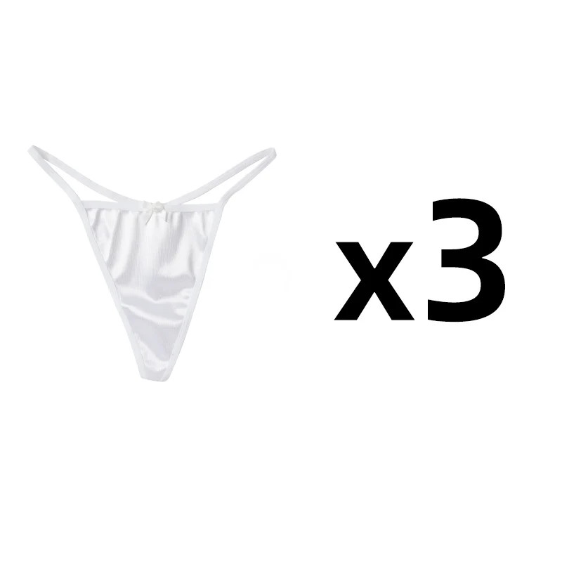 Seamless Thong Low Rise Bow Cotton Women’s G String Panties Underwear 3 Pcs