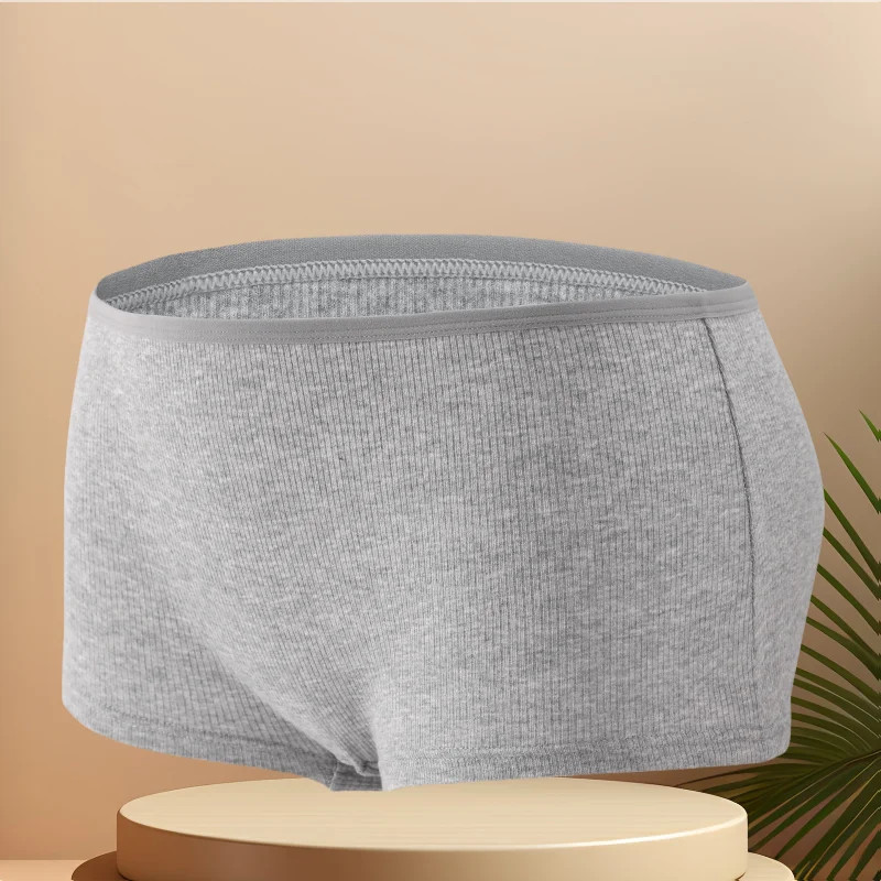 1pc Cotton Panties Seamless Sports Boxers Solid Color Cozy Soft Women Wear