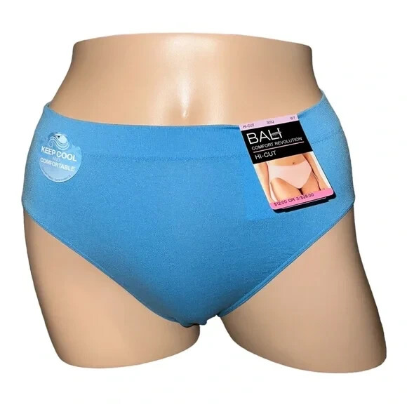 Bali Womens Comfort Revolution Hi-Cut Brief DF803J Raindrop Blue Size 6/7 NWT
