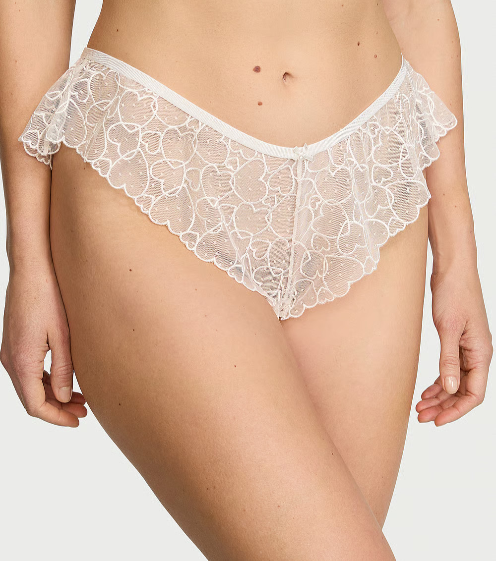 VICTORIA’S SECRET TEASE BRIDAL CHEEKY FLUTTER PANTY XL COCONUT WHITE NWT