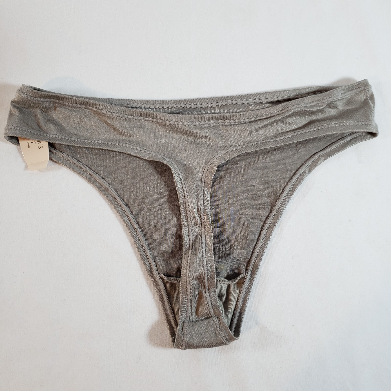 Victoria’s Secret Everyday Perfect Fabulous Thong Large Silver Gray Smooth Satin