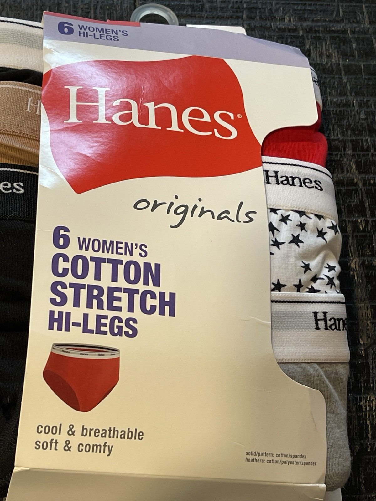 Hanes Originals Women’s Cotton Stretch Hi-legs Panties 6 Pack Size 8/XL