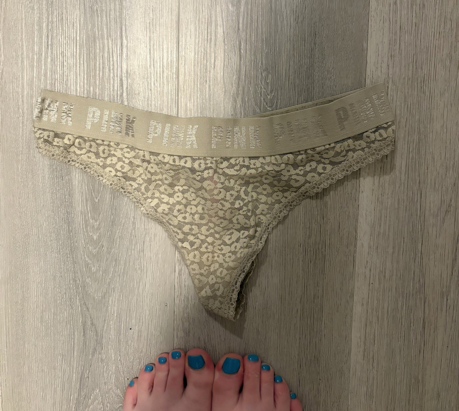 PINK Victoria Secret Leopard Print Lace Thong Panties