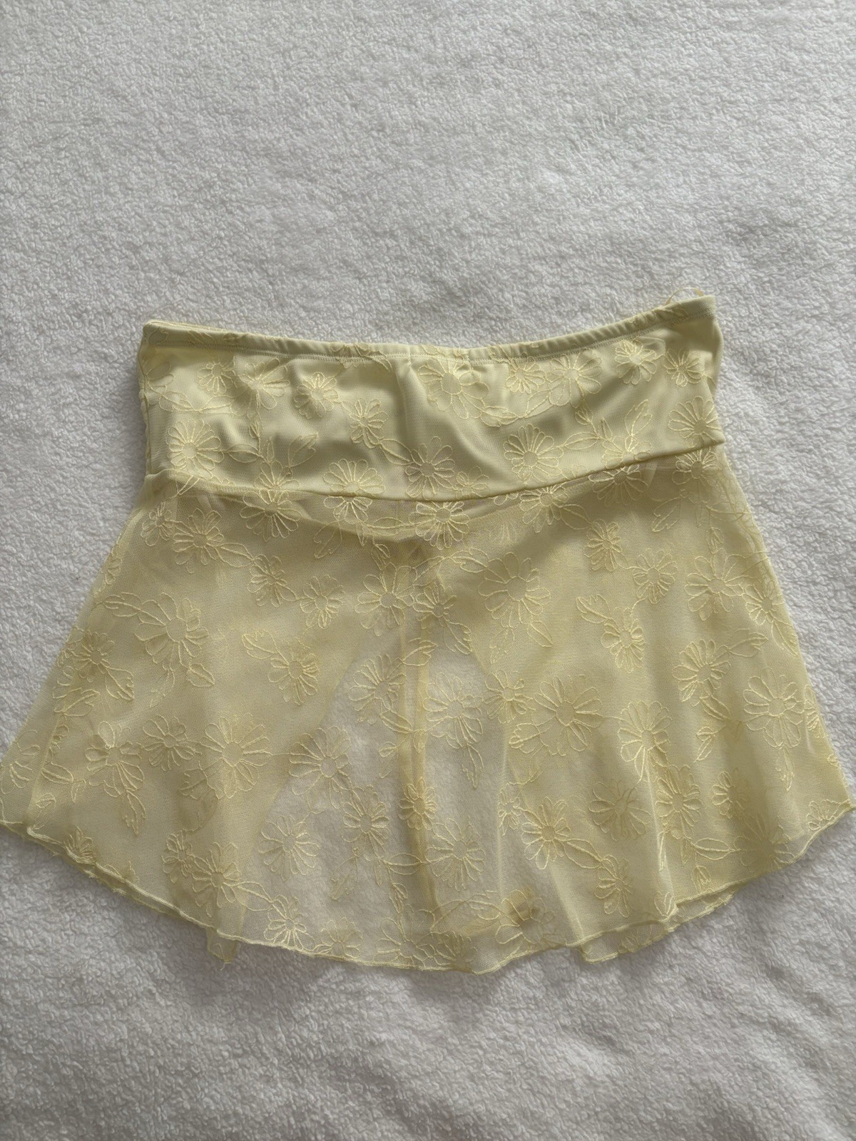 Love On A Hanger Women’s L Yellow Sheer Floral Mesh Boyshort Panties Drawstring
