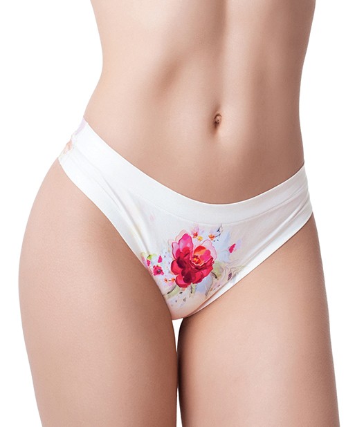 Sexy Thong Panty Multi Color Spandex Mememe Flower Power Rose Printed Thong