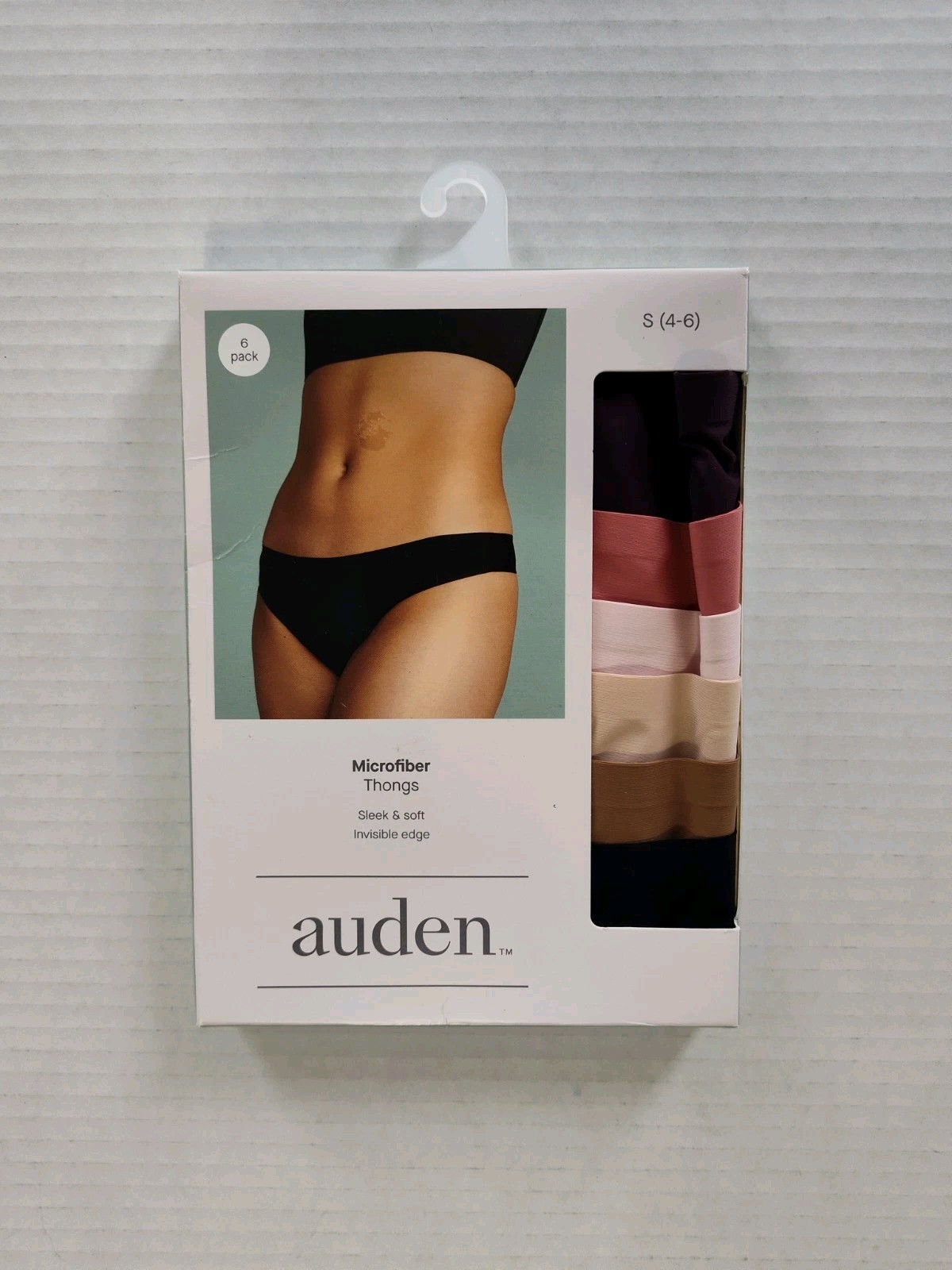 Auden Women’s 6pk Thong Underwear size S (4-6) Microfiber Invisible Edge