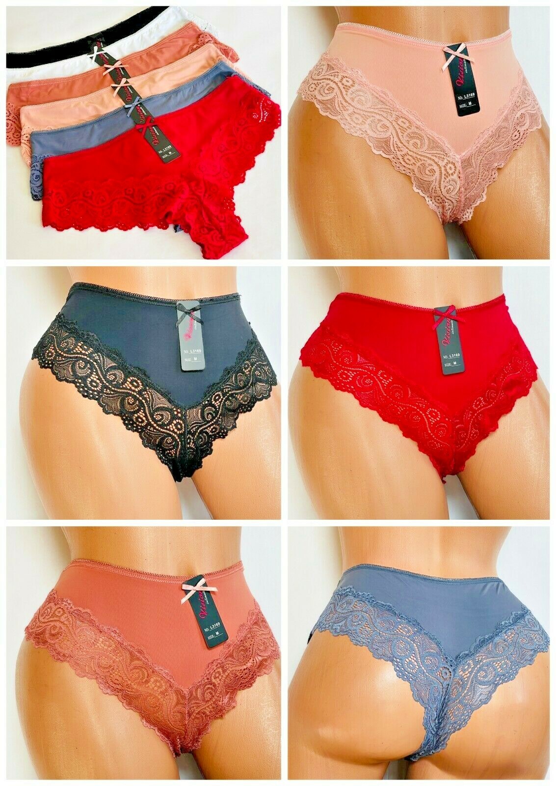 6-12 Bikini cheeky Hipster Women’s Lace underwear panty Panties Undies 3169 S-XL