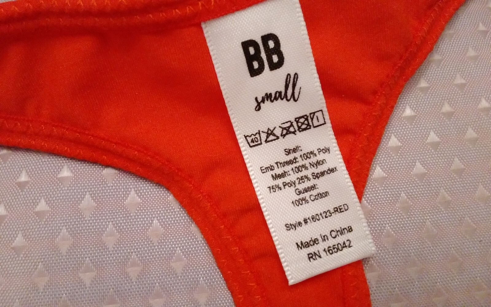 Panties NWT Bootaybag Red Floral Embroidered Bikini Thong Size Small Underwear