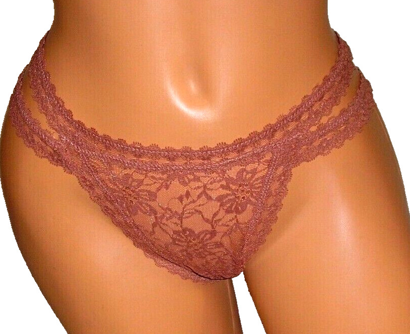 Panties Lingerie Dusty Rose Lace Double String Thong Large Adult Gift