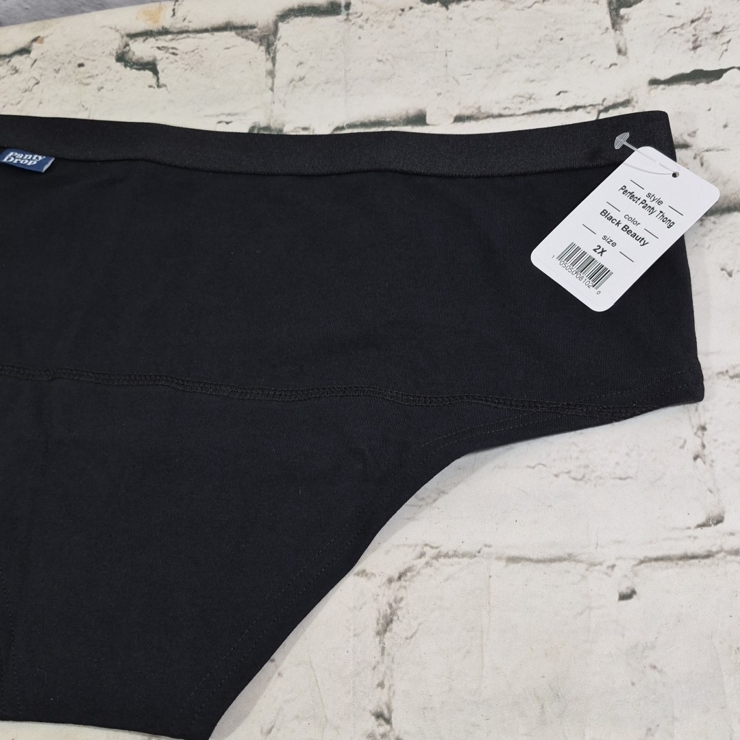 Panty Drop Underwear Womens Plus 2X Black Beauty Perfect Panty Thong NWT