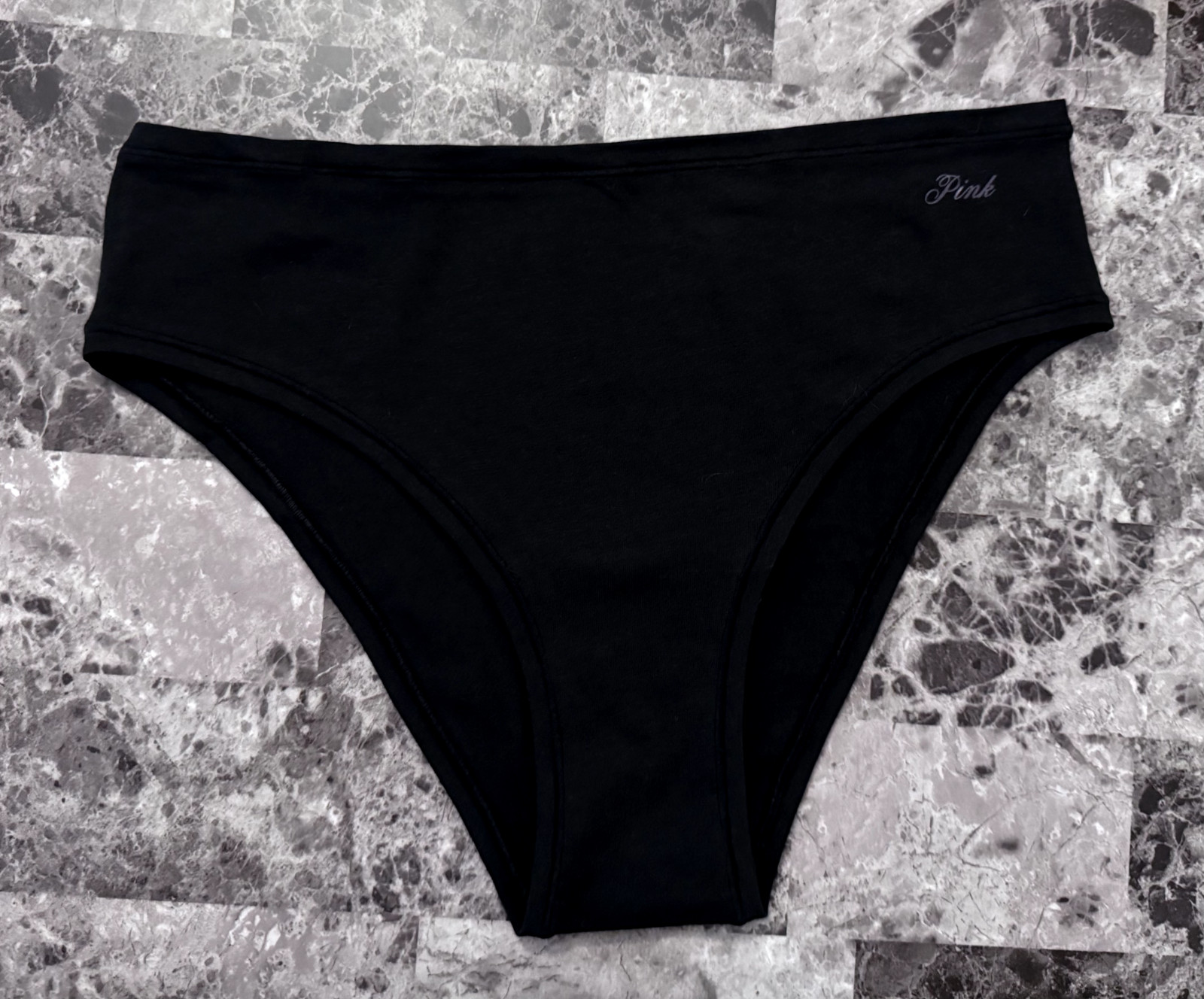 NWOT VICTORIA’S SECRET PINK LINE XL BLACK COTTON MODAL ELASTANE CHEEKY PANTIES