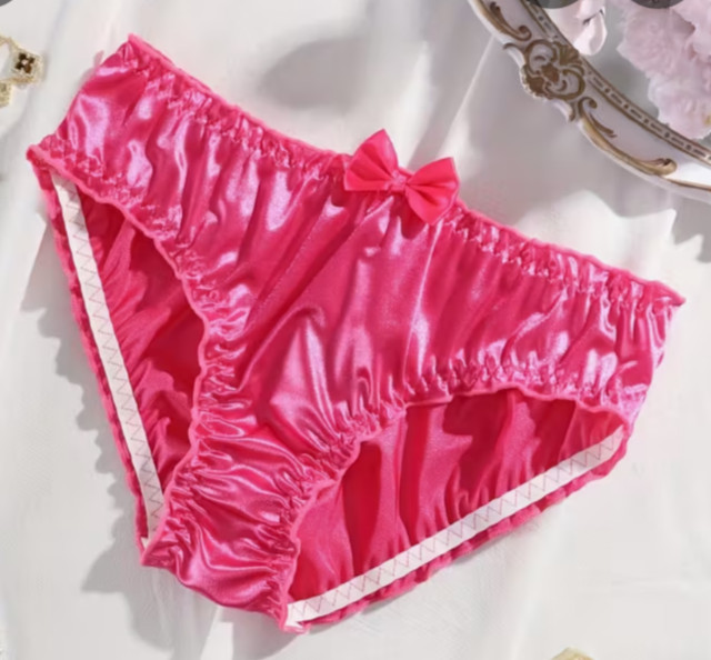Women’s Kawaii Rose Red Cute Chiffon Panty Bow Sissy Knickers Bikini Panty L