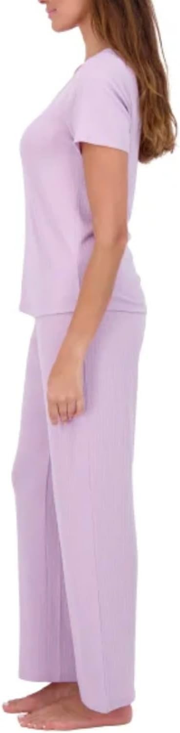 Live 2 Lounge Women’s 4 Piece Pointelle Lounge Wear Pajama Set, Purple, X-Large