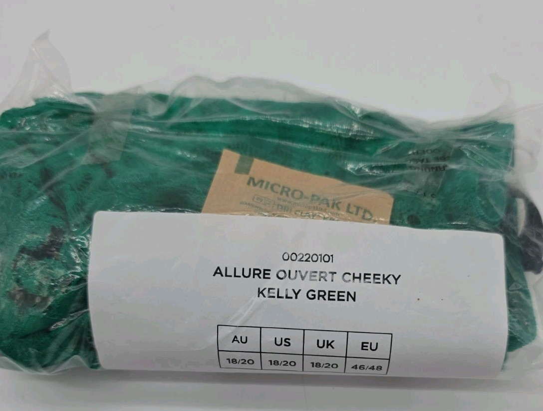 City Chic Plus Size Panty 18/20 Emerald Green Allure Ouvert Cheeky Panty New