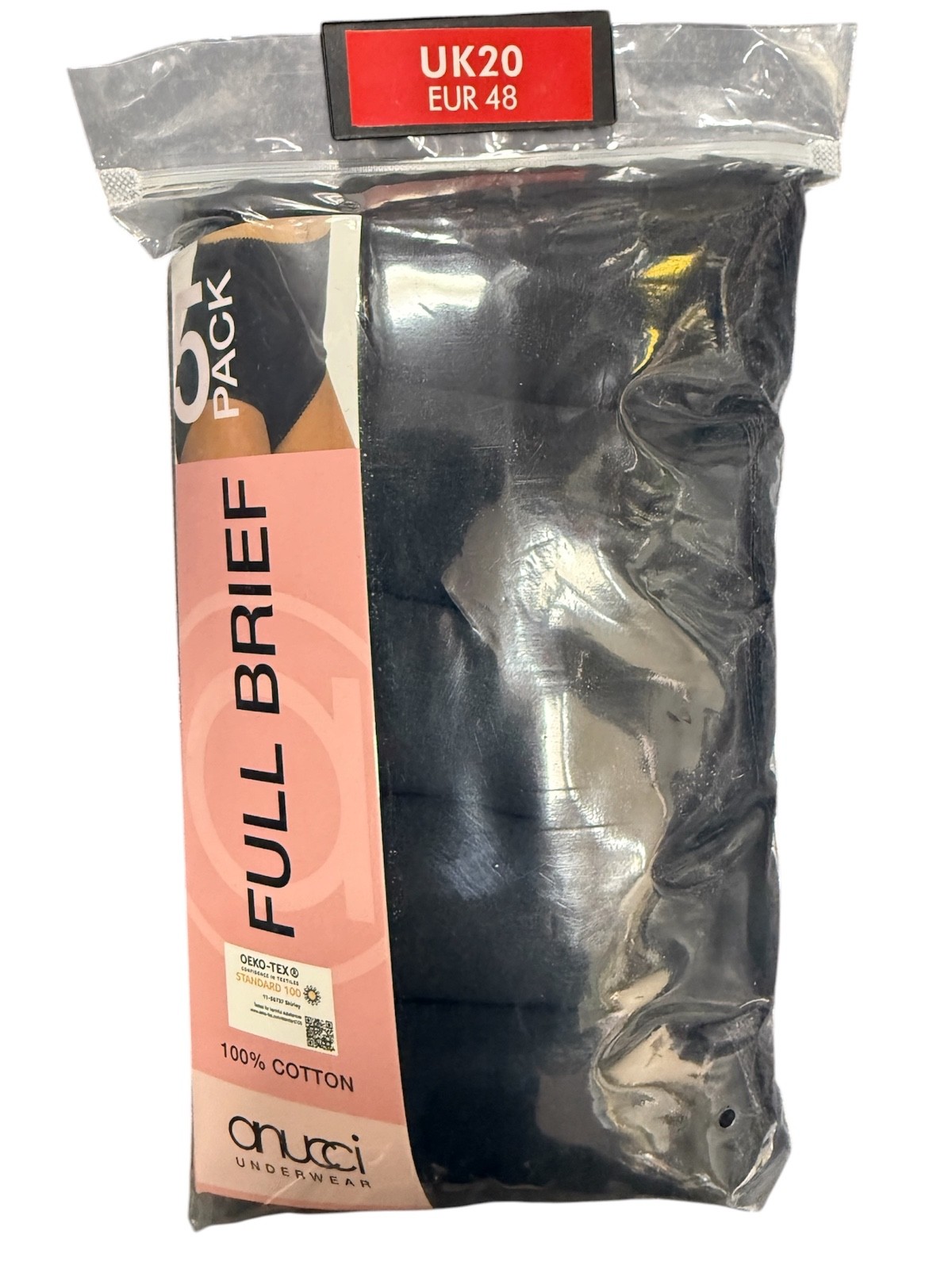 New Sloggi Type Anucci Brand Full Maxi Brief Black White 5 Pack Cotton lace fit