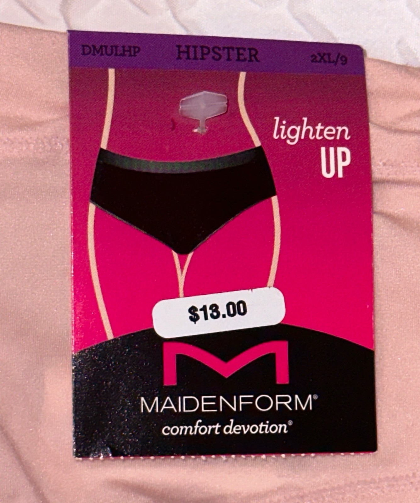 MAIDENFORM Comfort Devotion Lighten Up Pale Pink Hipster Panty Womens S M XL 2XL