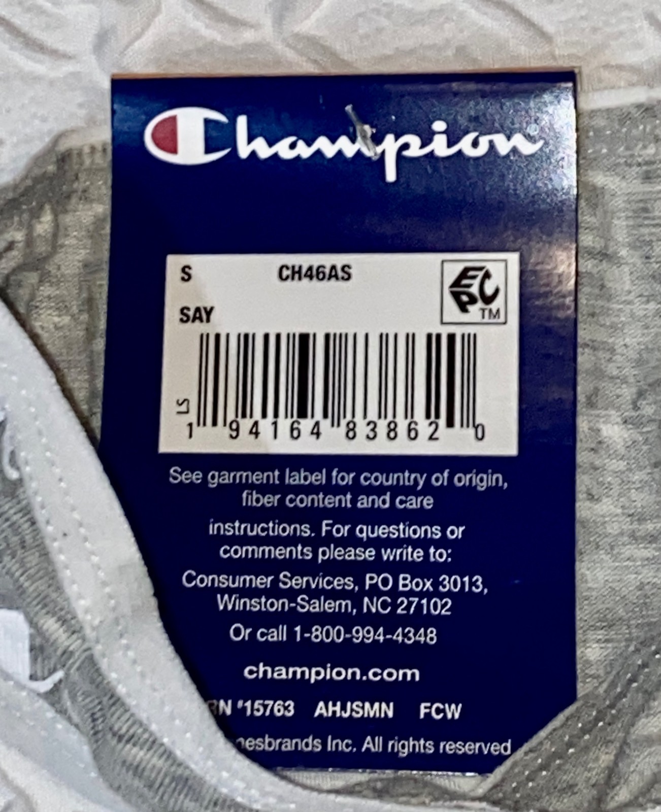 CHAMPION Thin Waistband Logo Grey Cotton Heritage Thong Panty Women S M L XL 2XL