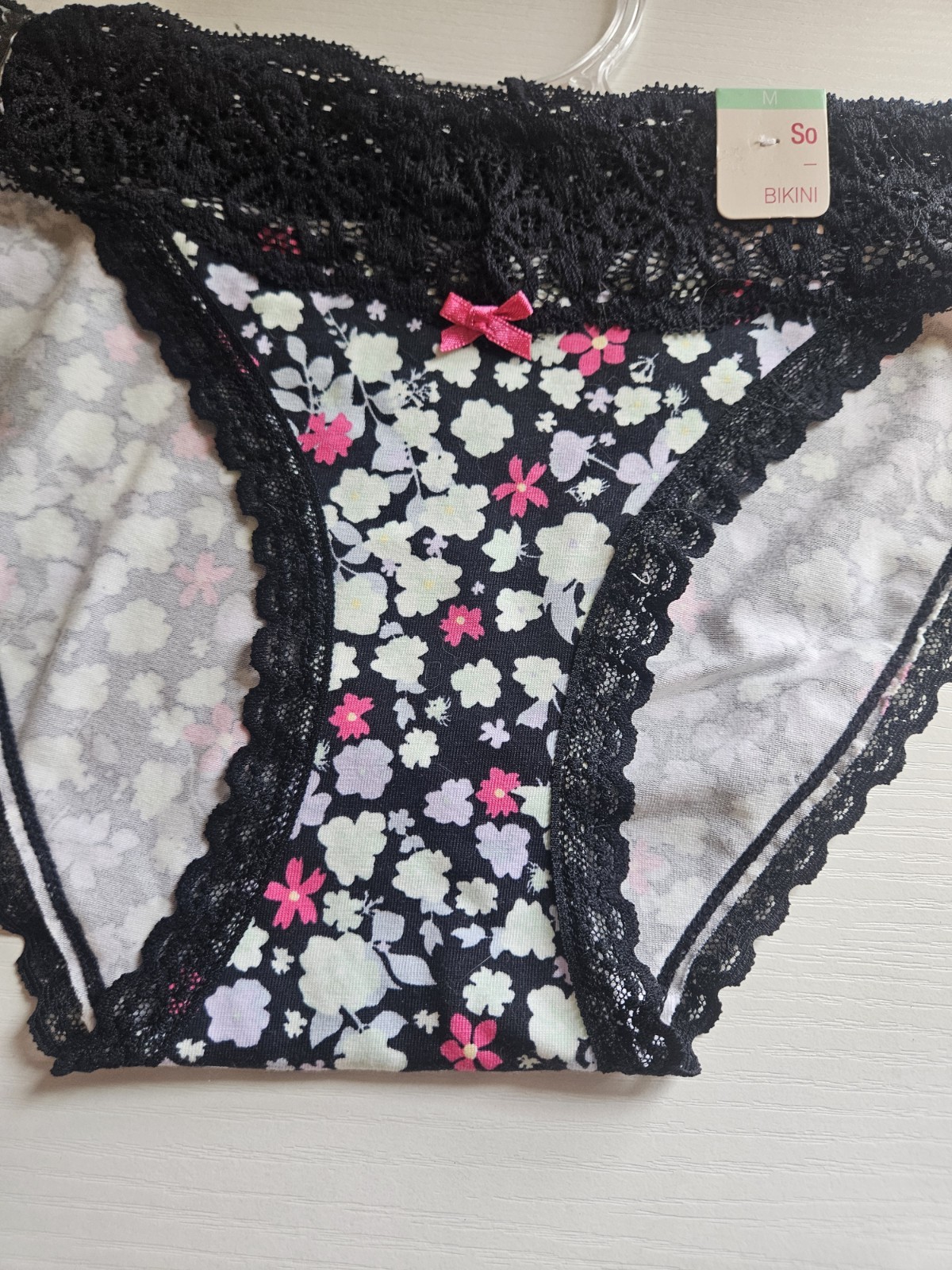 SO Black Floral Lace Bikini Bottoms Panties