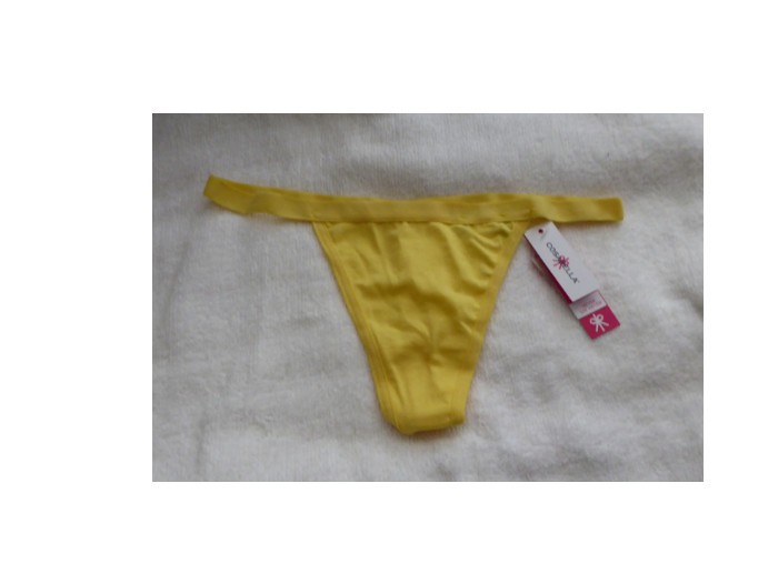 NWT COSABELLA g-string Cotton/Elastane Thong Yellow One Size NEVER SAY NEVER