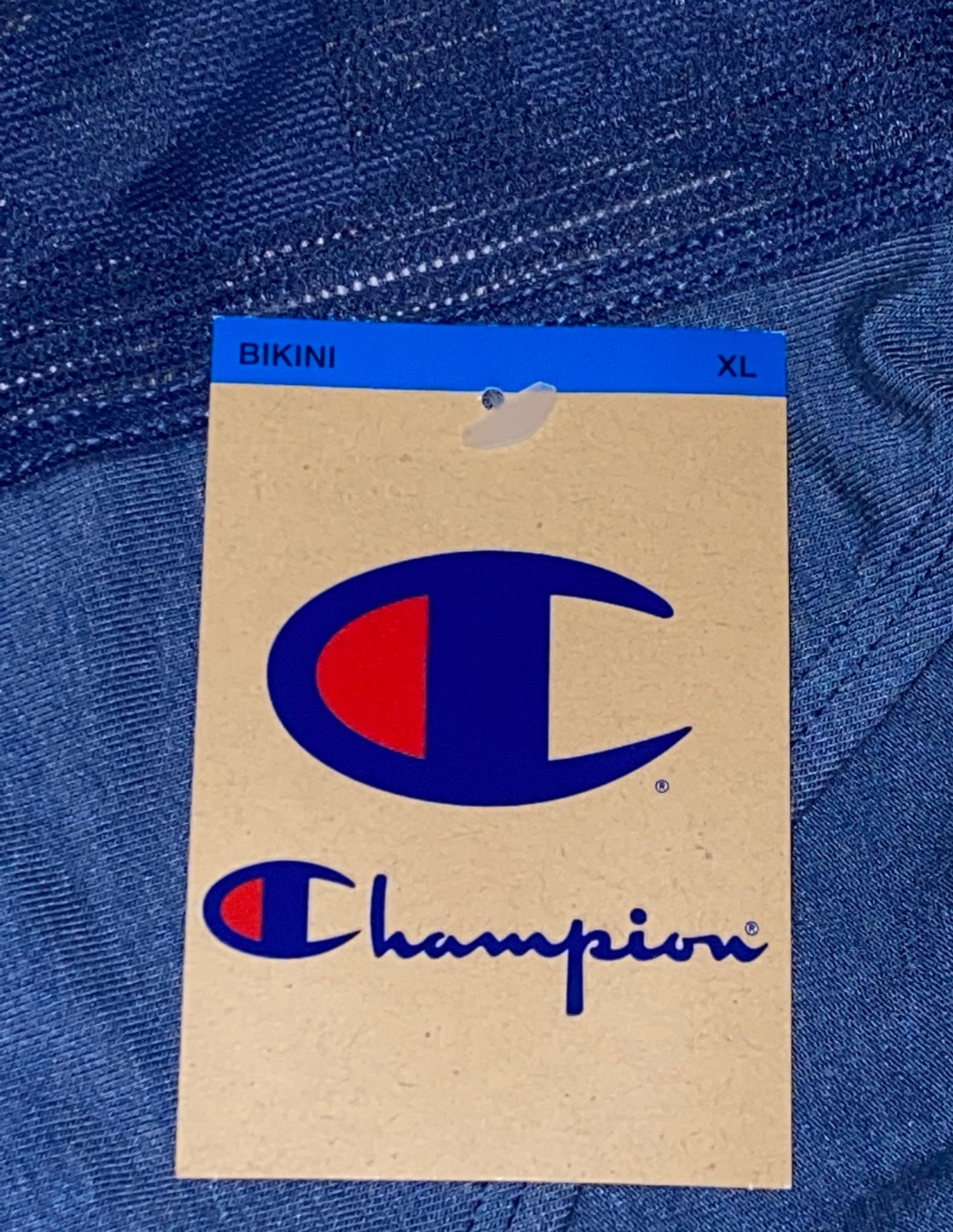 CHAMPION Wide Lace Logo Waistband Reg Navy Heather Bikini Panty Womens S M L XL