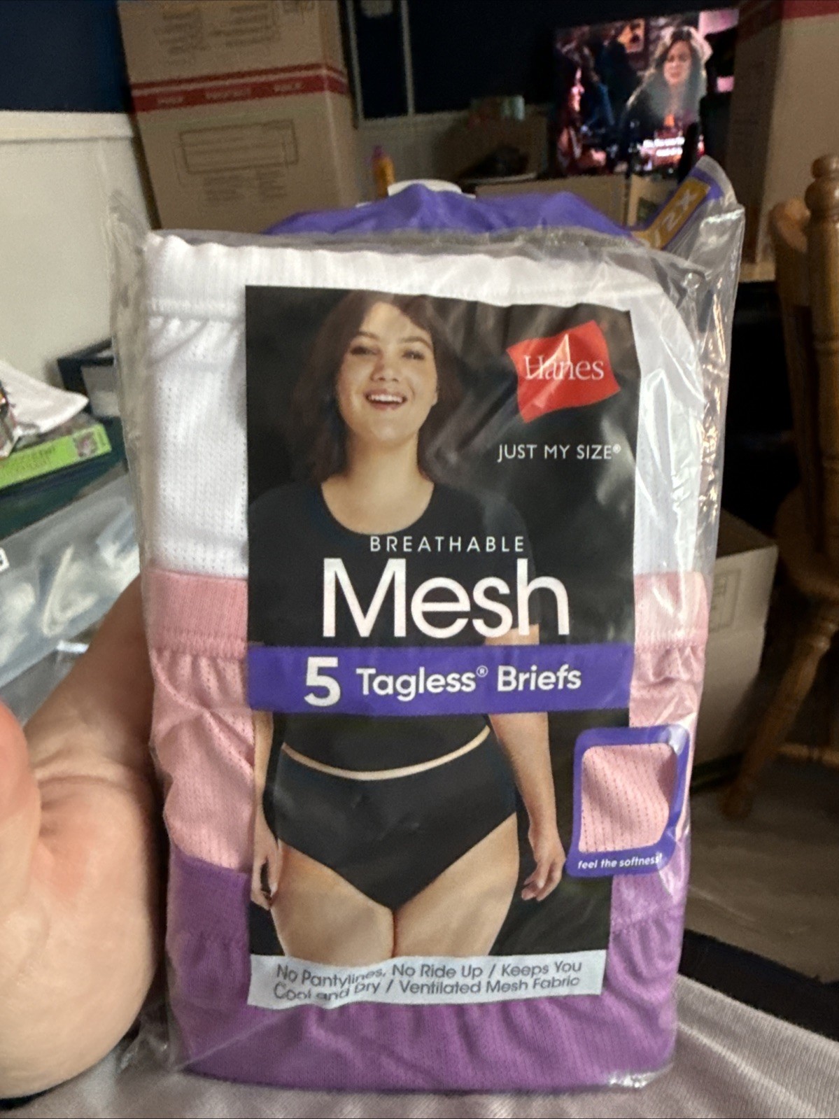 Hanes Just My Size Women’s Breathable Mesh Brief Underwear, 5-Pack, Size 10/2X