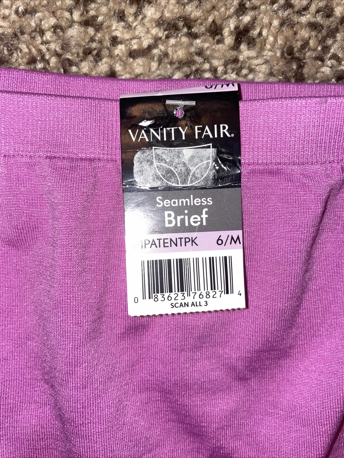 Vanity Fair Smoothing Comfort Seamless Brief panties, 6/M, Pinky Purple, NWT