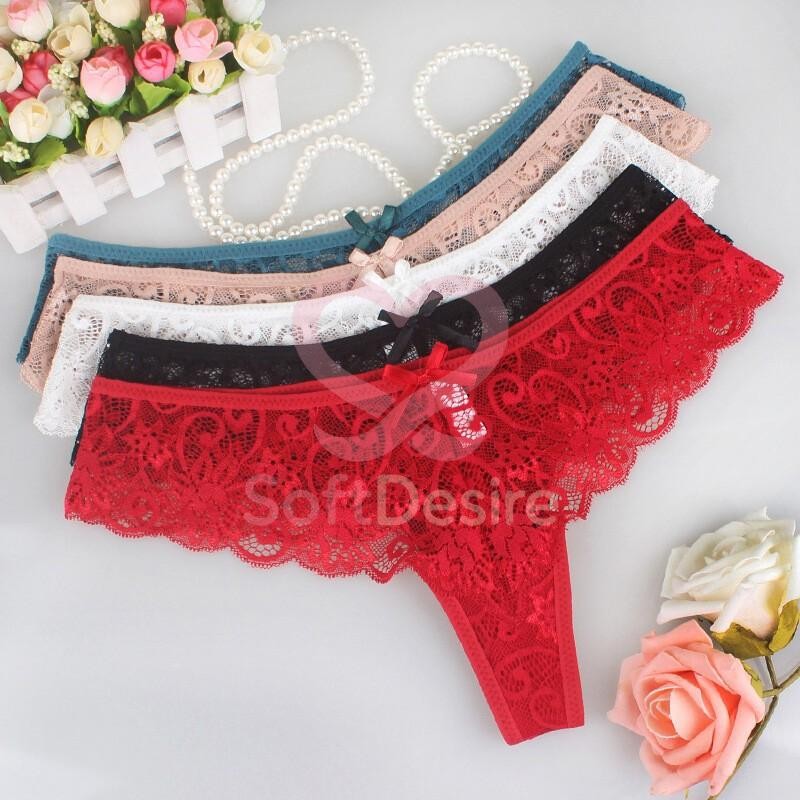 5 Packs Lot Womens Sexy Thongs G-String Lace Panties Briefs Lingeries Underwear