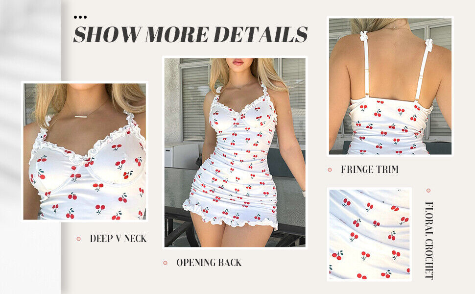 Women Sexy Lingerie Sleepwear Babydoll Underwear Cherry Dress G-String Nightwear