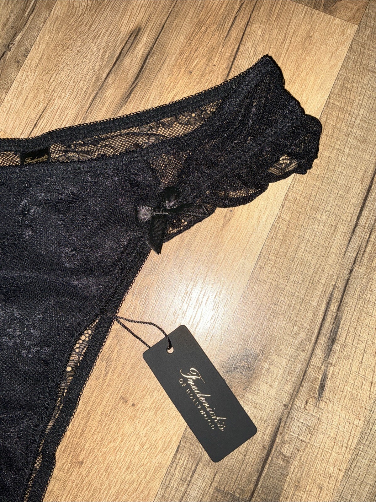 NWT XXL Frederick’s Of Hollywood LUELLA Floral Lace Black Panties F300-0032