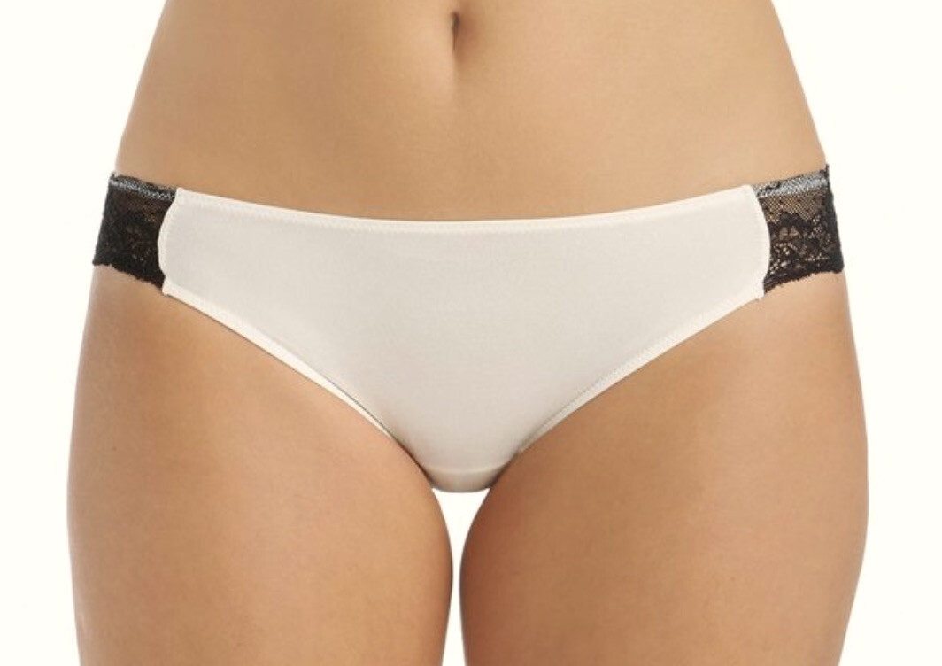 MAIDENFORM Comfort Devotion Ivory Black Lace Trim Tanga Panty Womens S 5 XL 8