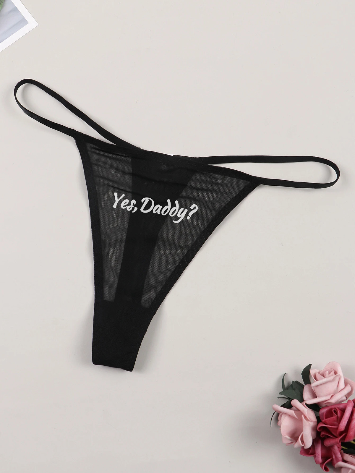 Low Rise Letter Print Thong Panties Women’s Stretch Breathable Underwear