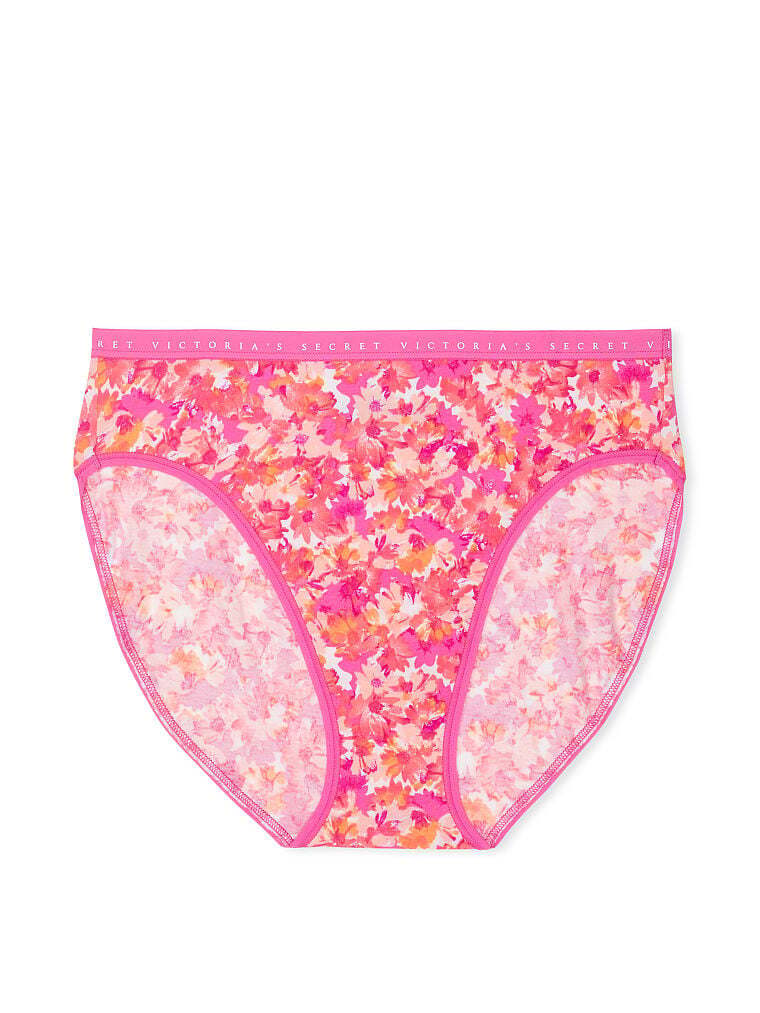 M L XL Berry Coral Floral Cotton Victorias Secret High-Leg Waist Brief Pantie