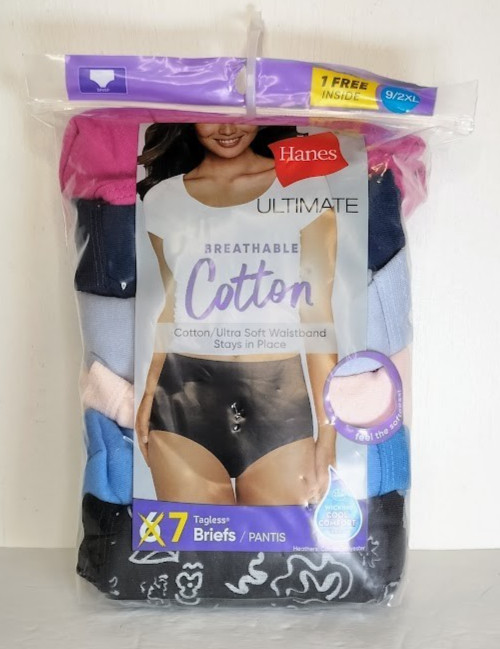Hanes Ultimate 6+1 Bonus Pack Cotton Brief Panty Set 40H7CC 9/2XL NIP