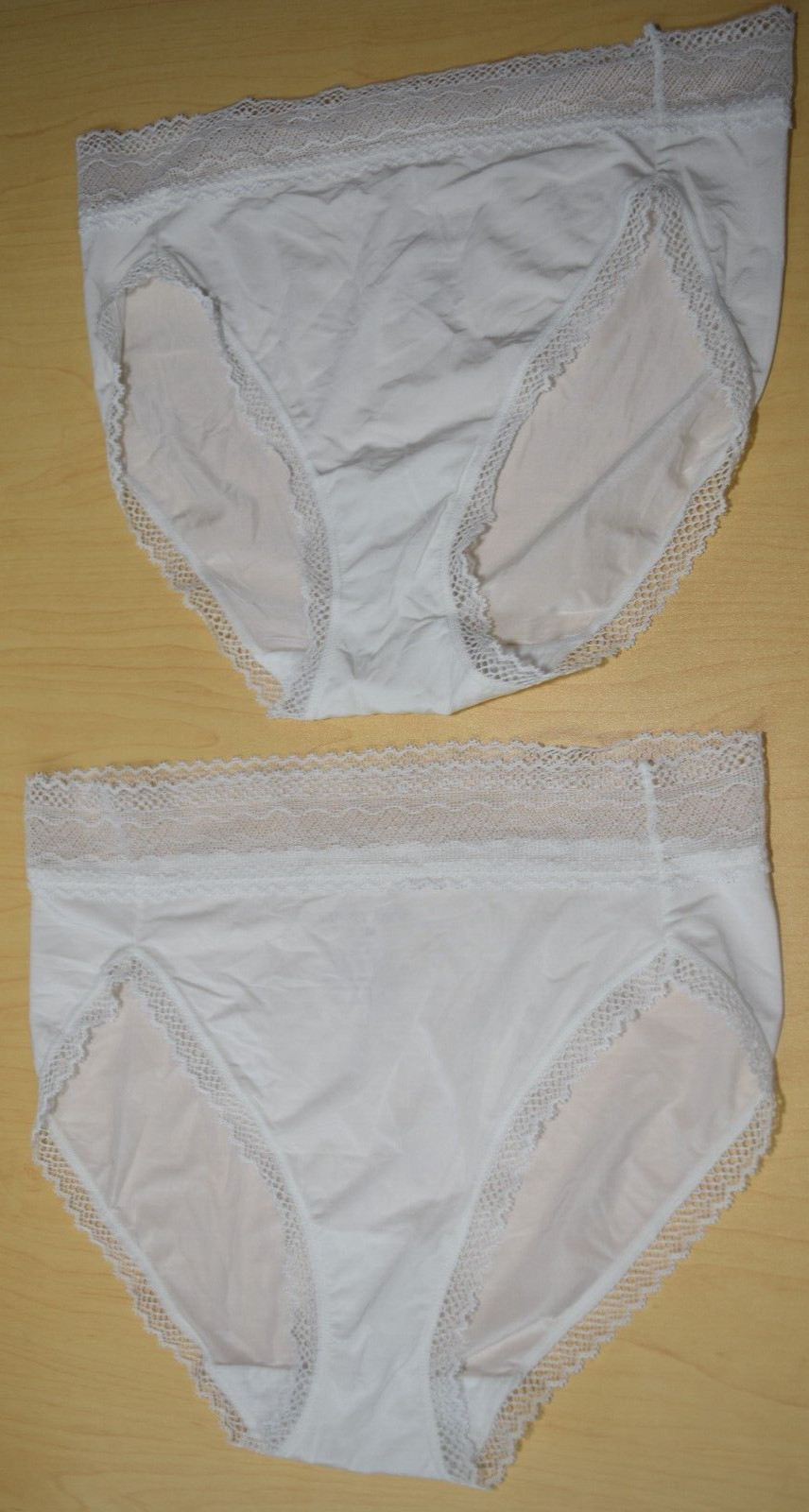 2 White Flattering Lace Hi Cut Panty No pinch No Show 13280 M Medium Lot