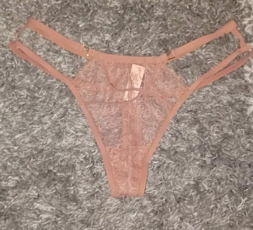 New VSVery Sexy strappy cut out lace thong Panty Small rosebud