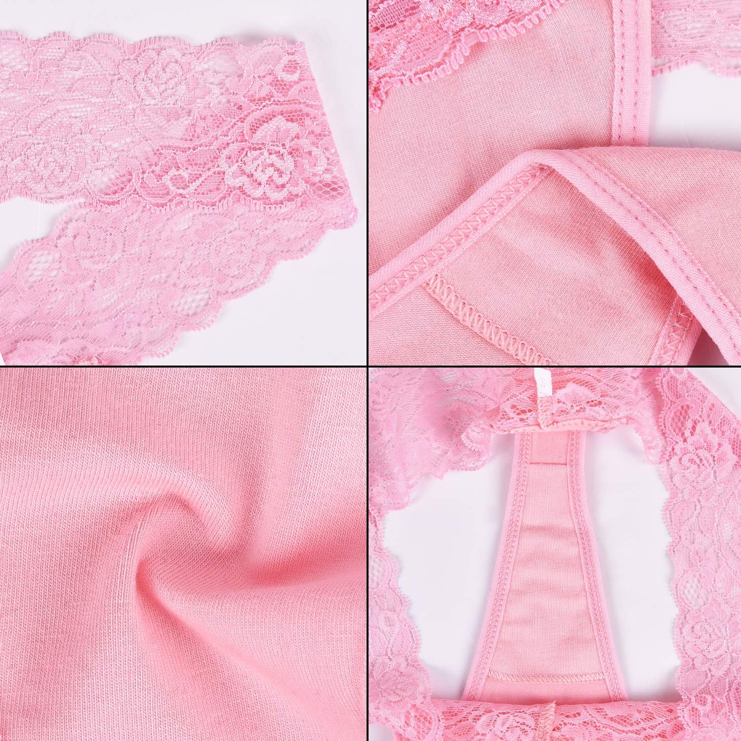 Cotton Lace Thongs for Women Low Rise T-Back Cheeky Panties 8 Pack