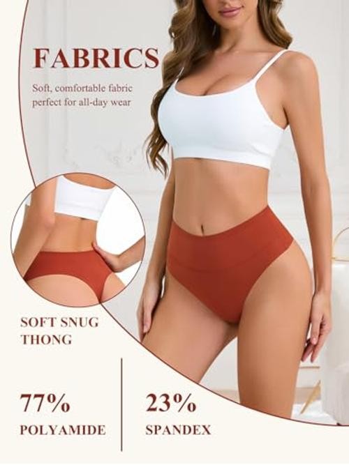 Thongs for Women High Waisted Sexy Seamless Underwear Large 5 Color Packs