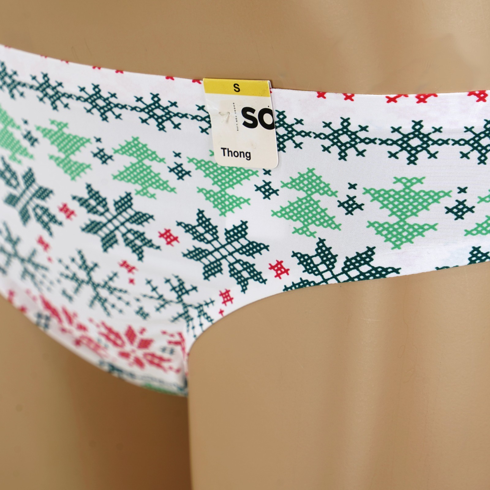 SO INTIMATES Junior’s SIZE 3-5 SMALL Winter Fair Isle SMOOTH THONG PANTY SO60001
