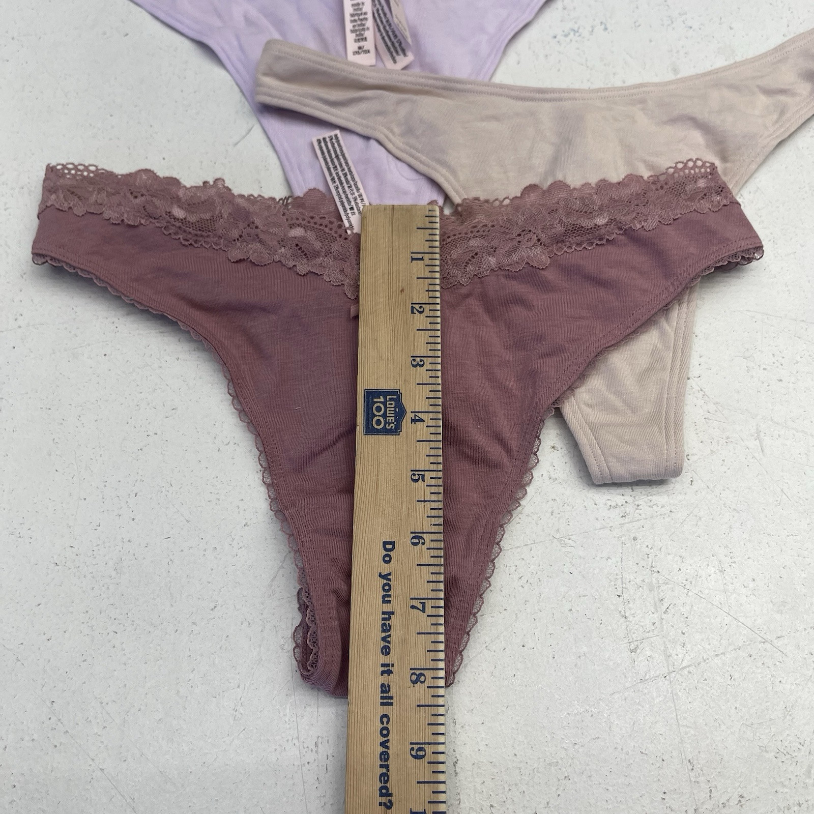 Victoria’s Secret 3 Pack High Leg Thong Underwear Purple/Beige/Mauve Women’s M