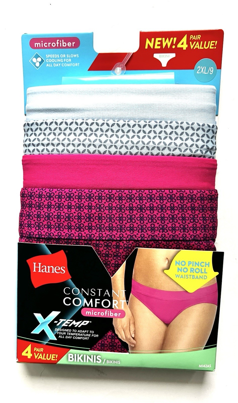 Hanes X-Temp Bikinis Constant Comfort Women Panties Underwear 4 Pairs Size 2XL