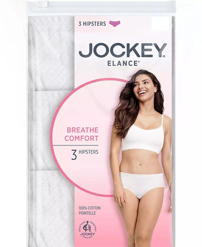 Jockey 3-Pack Elance 1540 Breathe 100% Cotton Hipster 10/3XL White NIP