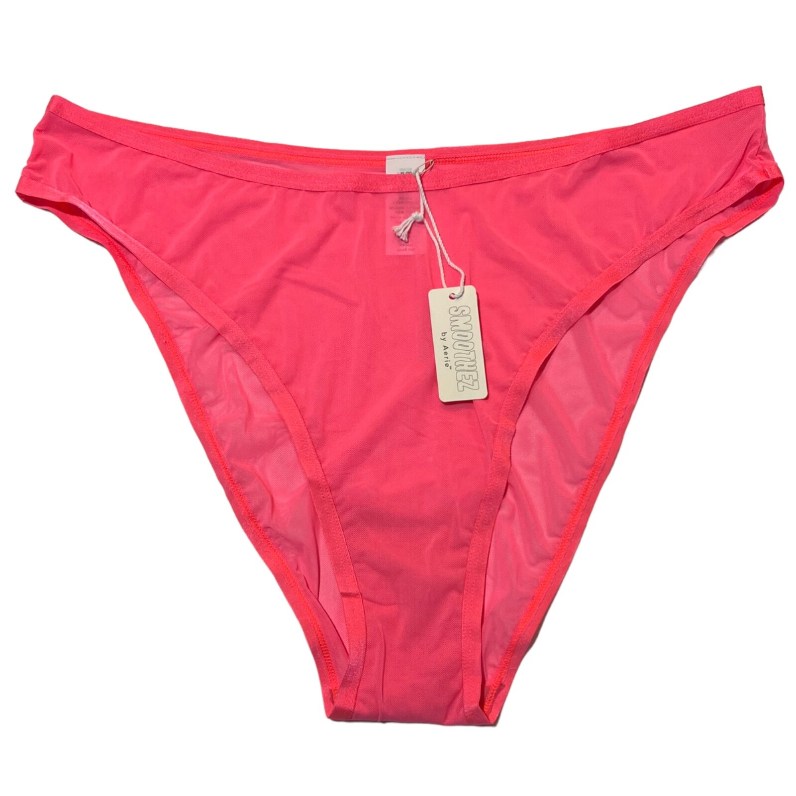 NWT AERIE Smoothez High Cut Bikini Pantie Underwear Sz XS-S-M-L-XL-XXL Pink Mesh
