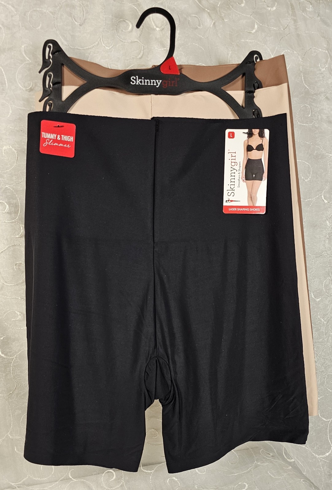 Skinny Girl 3 Laser Shaping Shorts L Tummy & Thigh Slimmers, Black Mocha Nude
