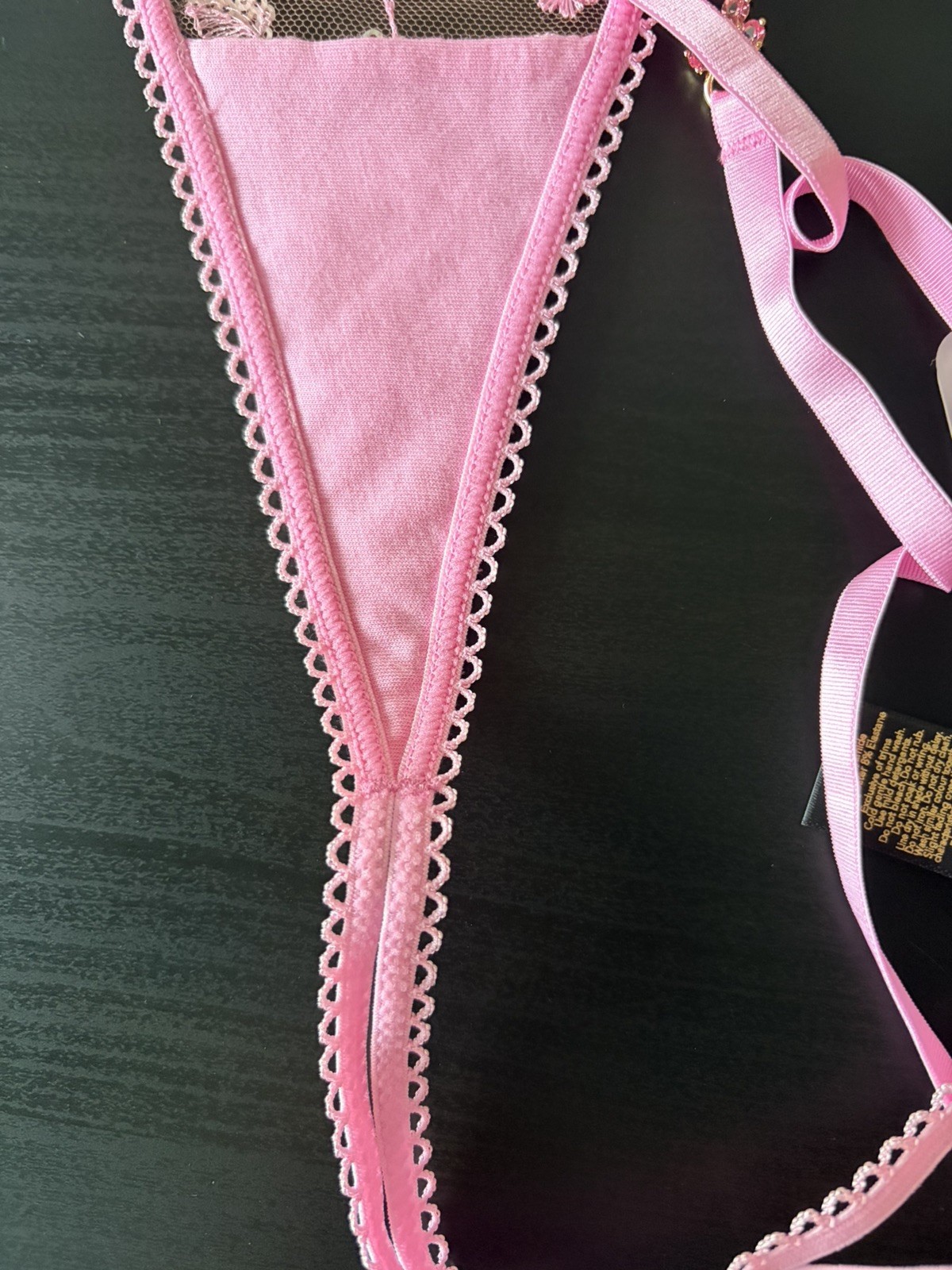 New Honey Birdette Whitney Sparkling Pink Thong String Size Small