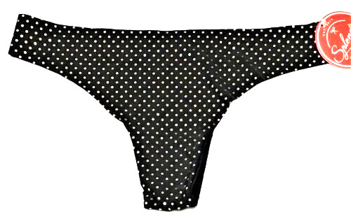 large – NWT Splendies black thong panty gold dots, $12 tag (d234)