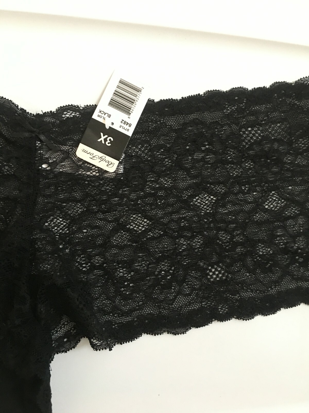 Black Floral Lace Boyshort Panties Womens Size 3X/10 Sexy Sheer Solid Soft NWT