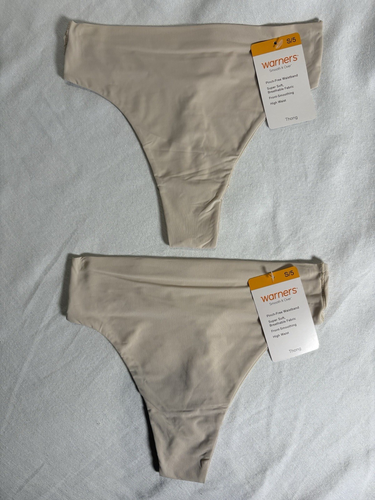 NEW Warners Thong Smooth It Over High Waist Thong 2 Pack Panty Thong Size Small