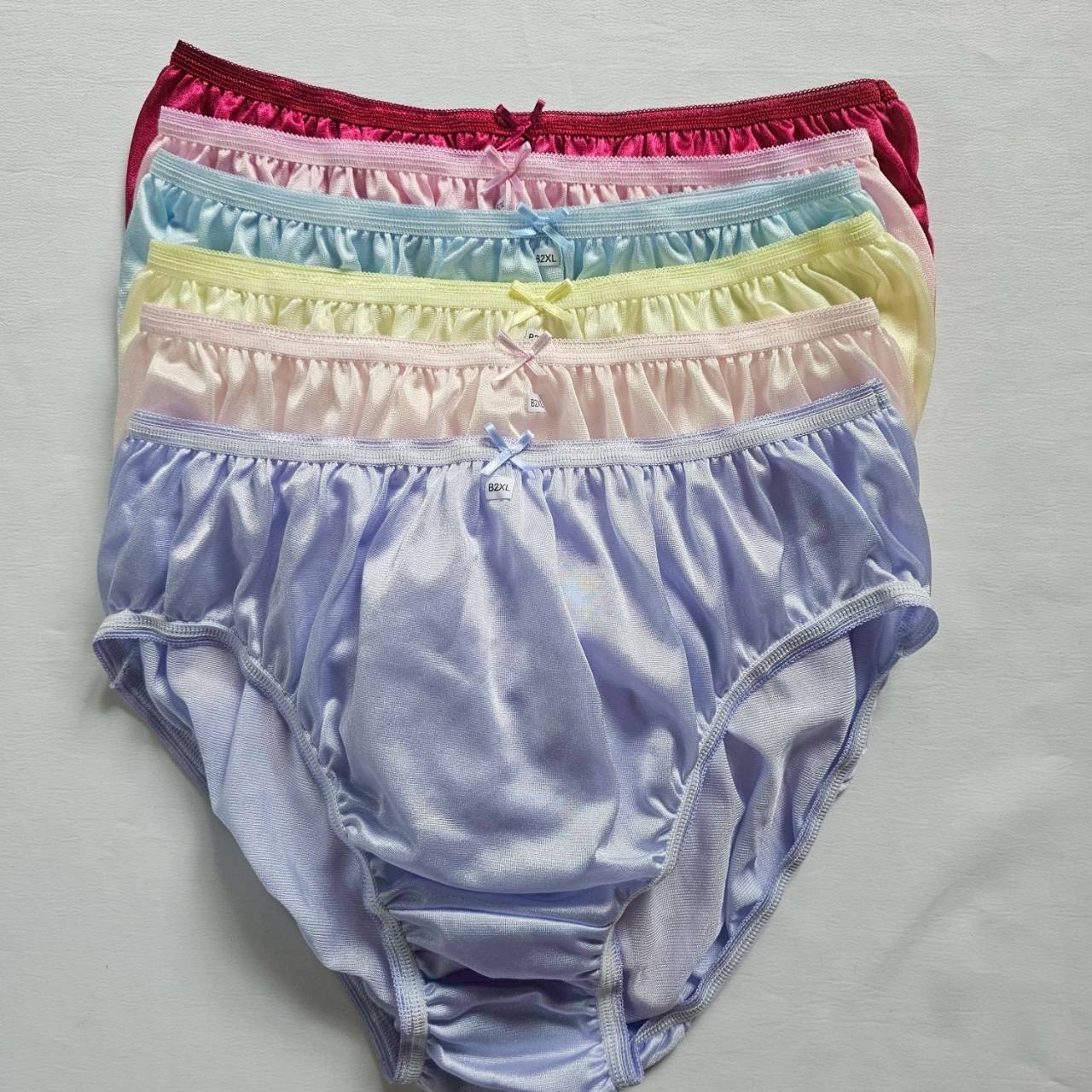 12 Big Bikini Underwear Nylon Woman Panties Soft Smooth Briefs Mid-Waist/Mix/2XL